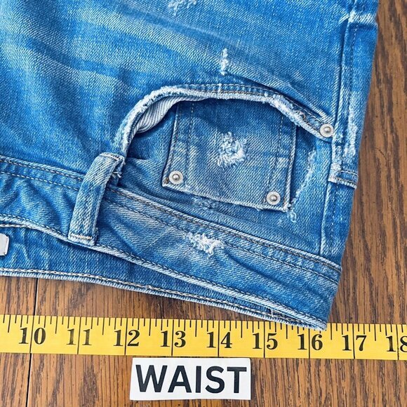 Zara Trafaluc‎ Women's Denim Crop Jeans Size 8 Distressed High Rise Stretch Blue - Picture 9 of 9